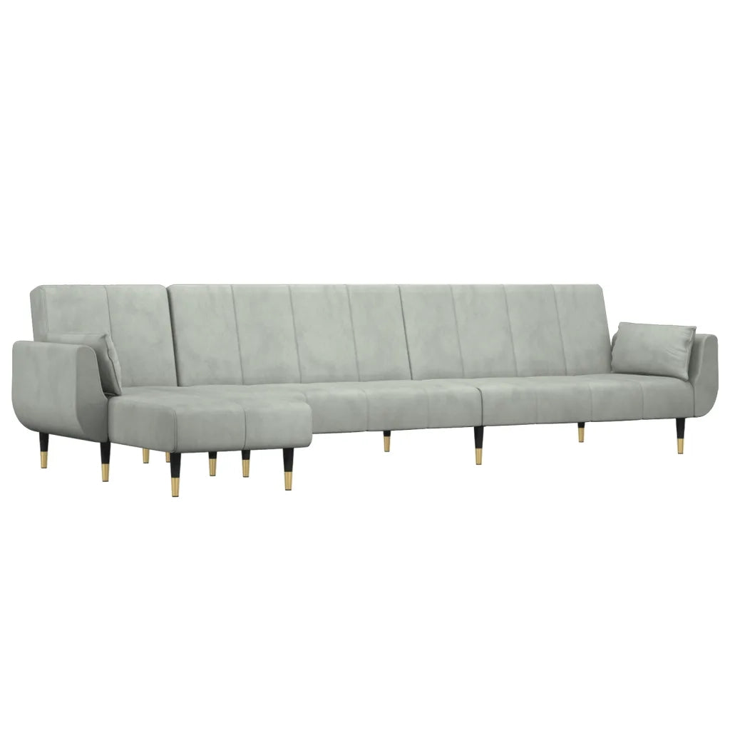 Divano Letto a L Grigio Chiaro 275x140x70 cm in Velluto 3157206