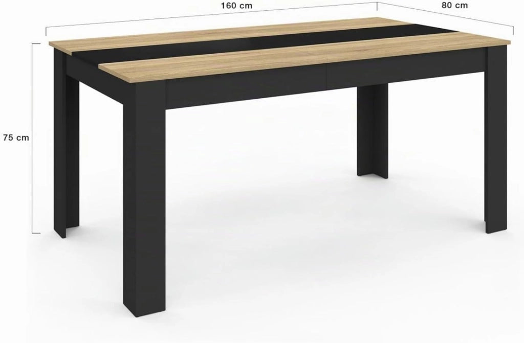 Tavolo da pranzo rettangolare GEORGIA per 8 persone in simil-faggio e nero 160 x 90 cm