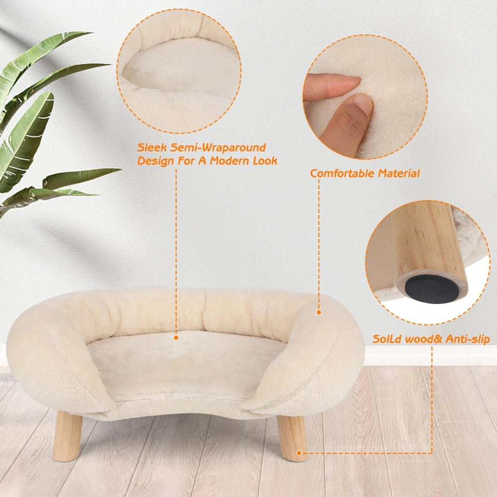 Tiragraffi per gatti con supporto ergonomico antiscivolo e silenzioso con bordo rialzato in poliestere beige 50 × 40 × 12,5 cm