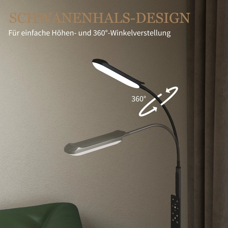 Lampada da terra a LED, dimmerabile, con telecomando e controllo touch, lampada da terra per soggiorno con collo d'oca regolabile a 360¡ã, timer di 1