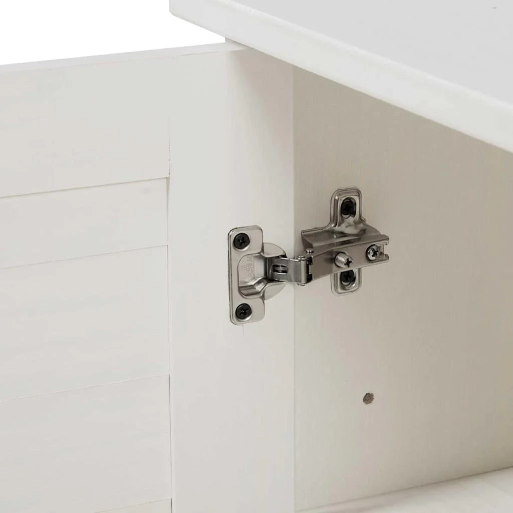 Mobiletto da bagno moderno con 7 ripiani 68 x 34 x 110 cm legno massello bianco 02_0057914