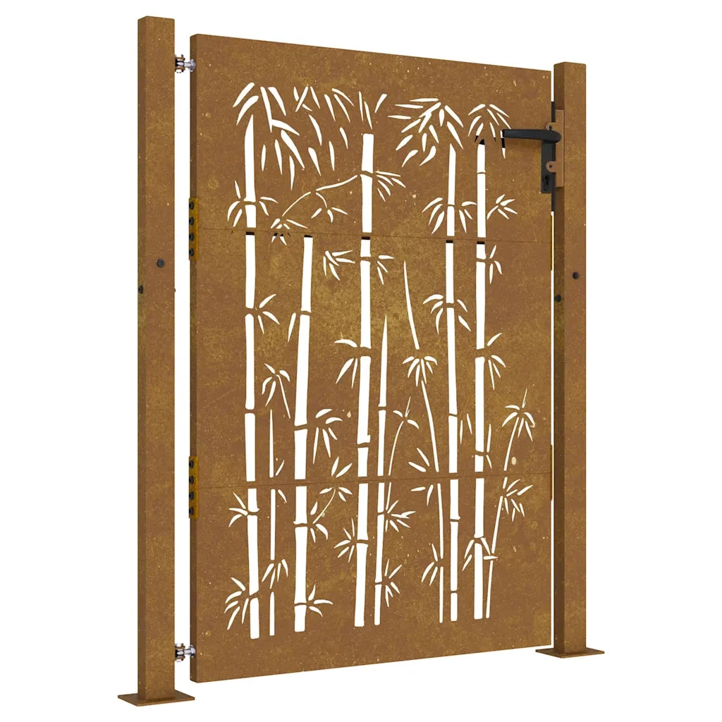 Cancello da Giardino 105x155 cm in Acciaio Corten Design BambÃ¹cod mxl 127701