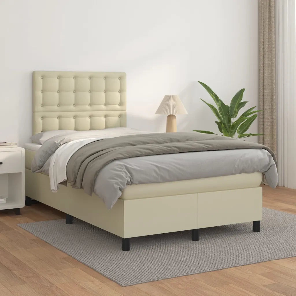 Giroletto a Molle con Materasso Crema 120x200 cm in Similpelle cod mxl 54941