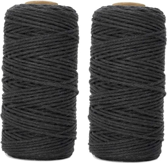 Fil di juta naturale 2mm per giardinaggio, regalo per decorazione interna, artigianato 100m nero
