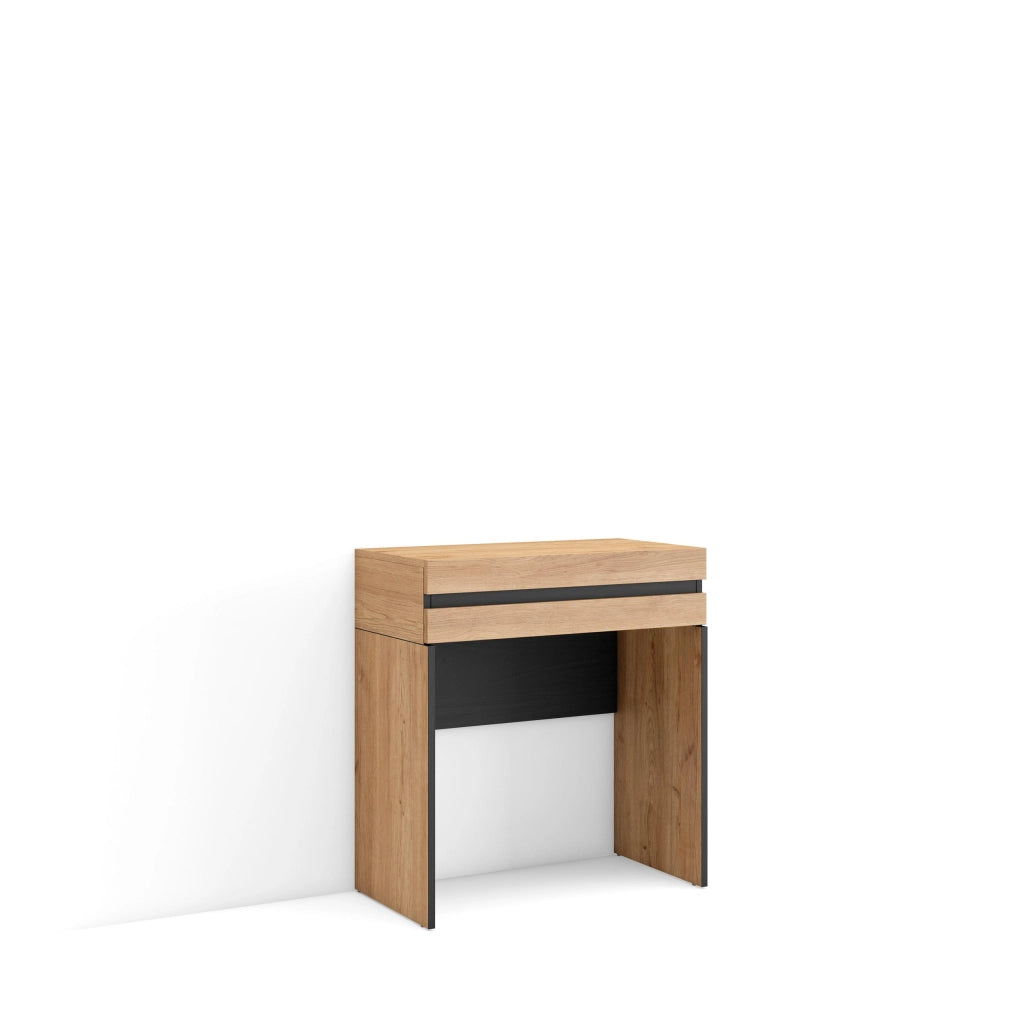 Tavolo da toeletta, 70x35x75cm, Con cassetto, Camera da letto, colore Rovere RF3475