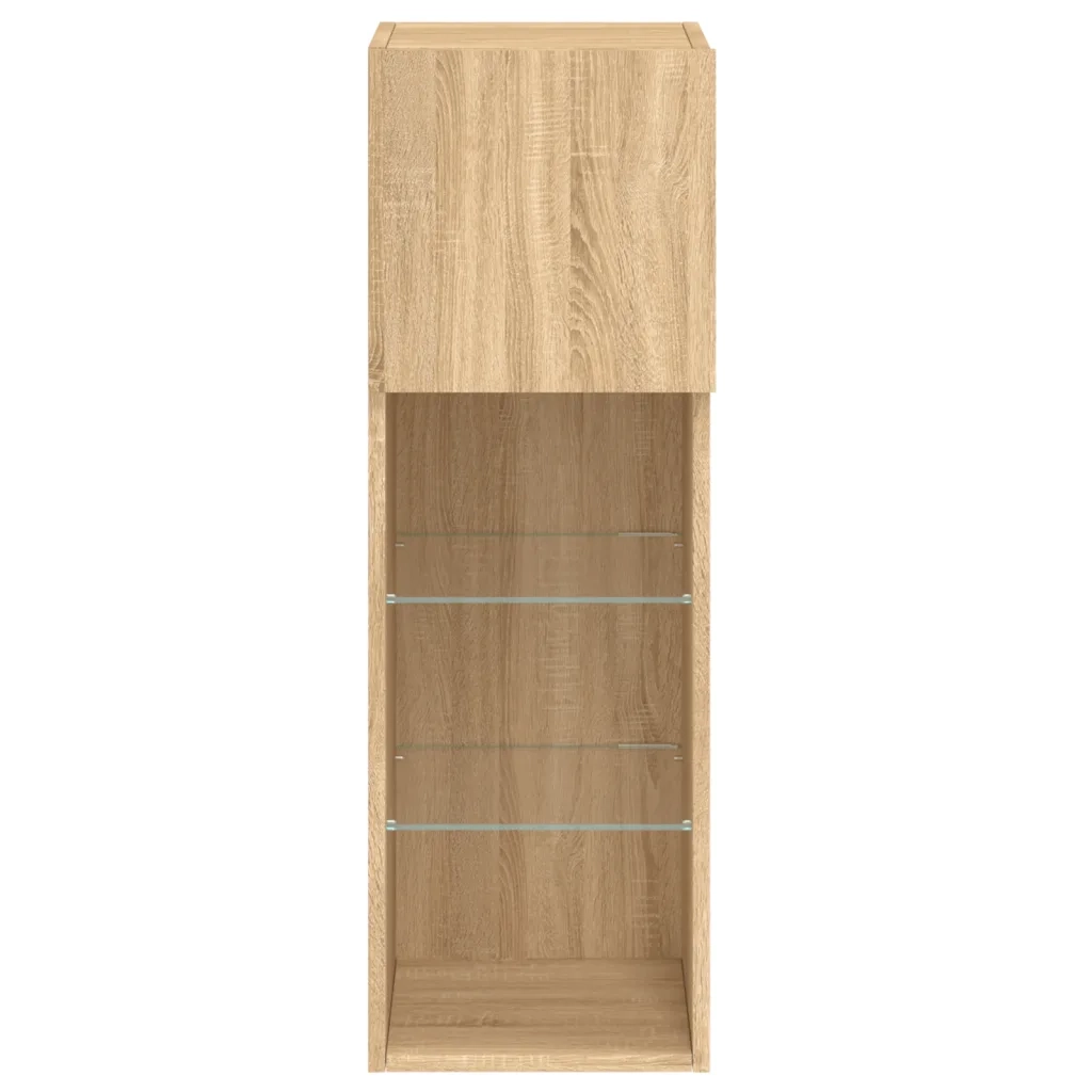 Mobili Porta TV con Luci LED 2 pz Rovere Sonoma 30,5x30x90 cm 837006