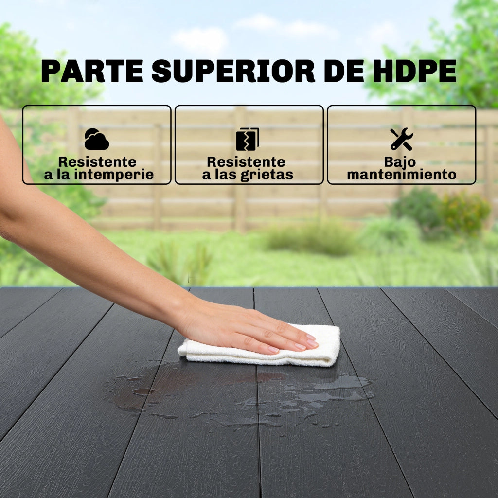 Tavolo da pranzo da giardino per 6 persone con piano HDPE e telaio in metallo nero ¨C Xylo ¨C 120x90x74 cm