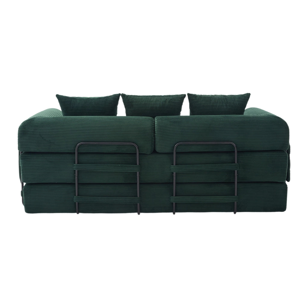Divano modulare con tasca laterale, 3 cuscini e moduli liberi per salotto, in velluto a coste, Emerald