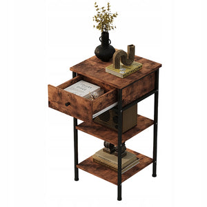 COMODINO COMÒ ARMADIETTO CON CASSETTO E RIPIANO RETRO MARRONE INDUSTRIALE 75 CM