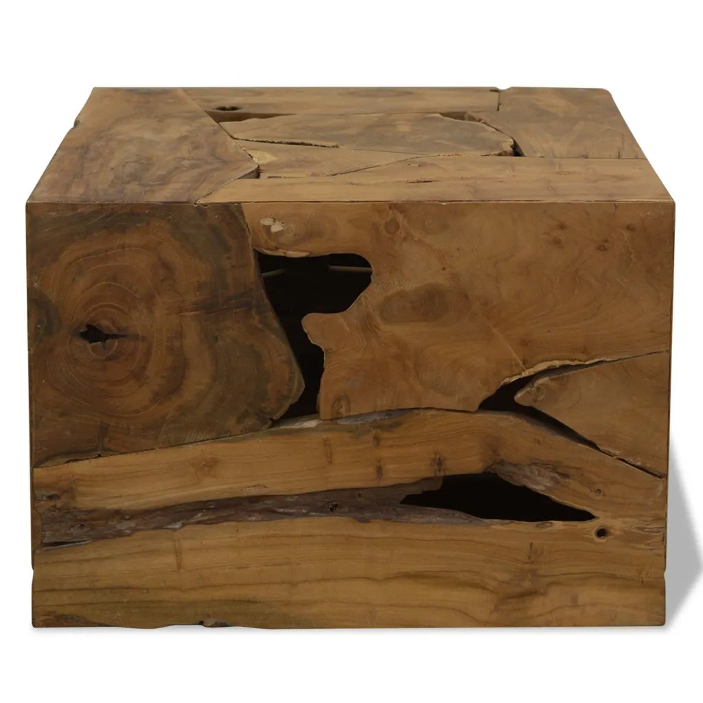 Tavolino da Caffè in Autentico Legno di Teak 50x50x35cm Marrone 244557