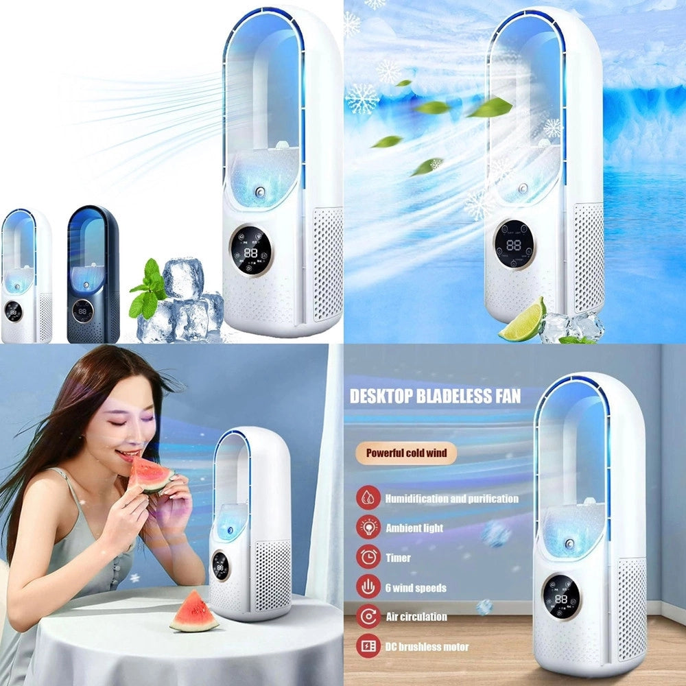 Trade Shop - Ventilatore Tavolo Umidificazione Usb Portatile Multifunzionale 6 Velocità Bianco -