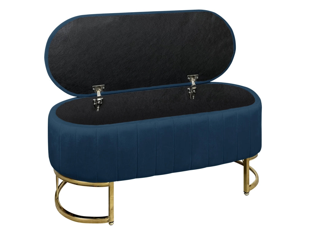 Panca Imbottita Divanetto In Velluto Contenitore Pouf PortaOggetti Panca Sgabello A Pie Di Letto Con Gambe In Metallo Dorato Cassapanca Ingresso Legno Massello Panchina  - Petrolio