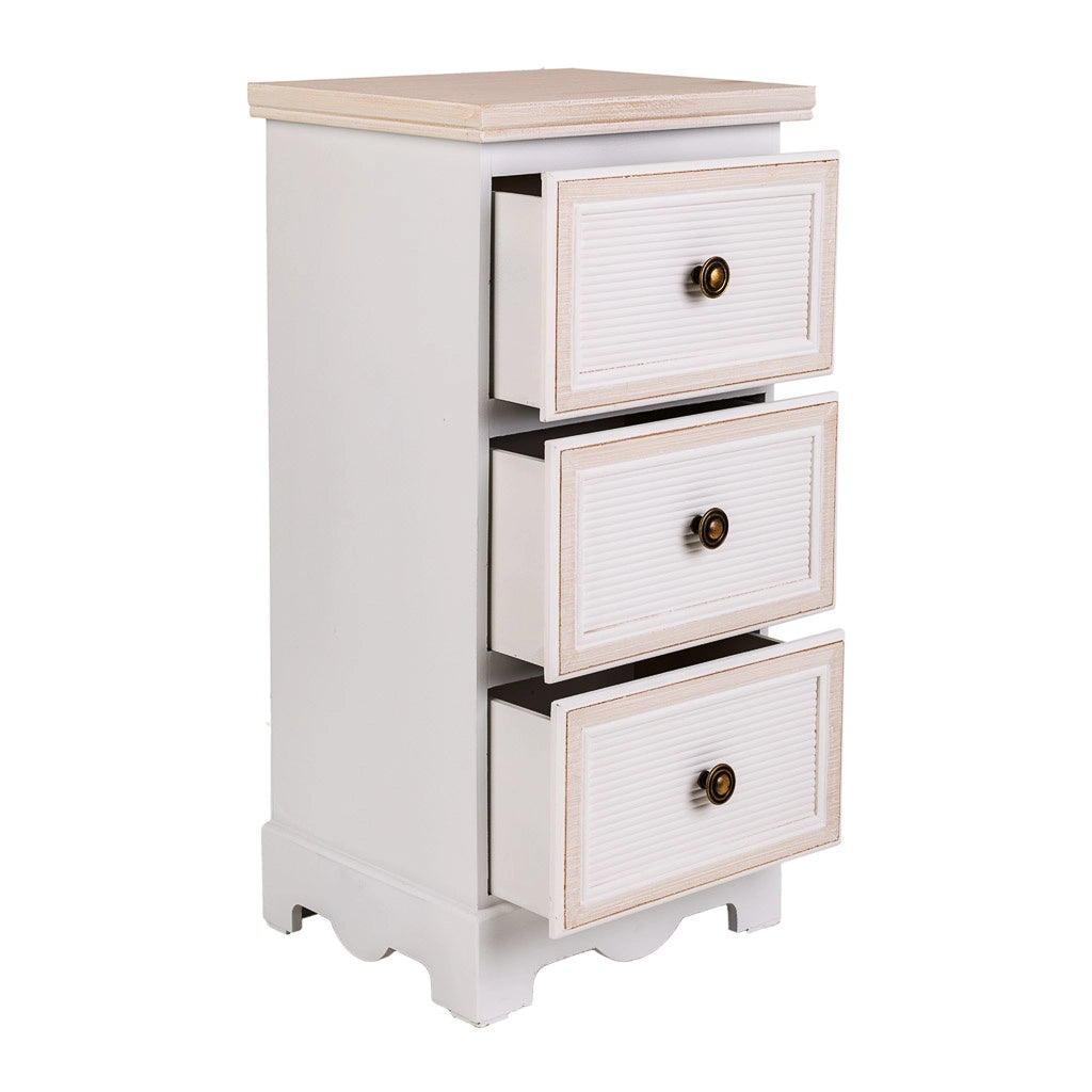 Cassettiera in legno bianco 31x26x60h