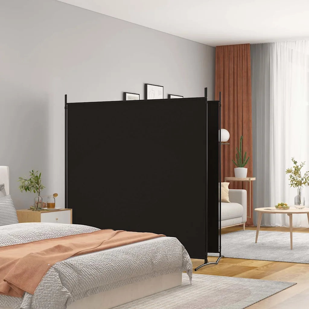 Divisorio Ambienti | Divider per stanze | Paravento a 2 Pannelli Nero 348x180 cm in Tessuto