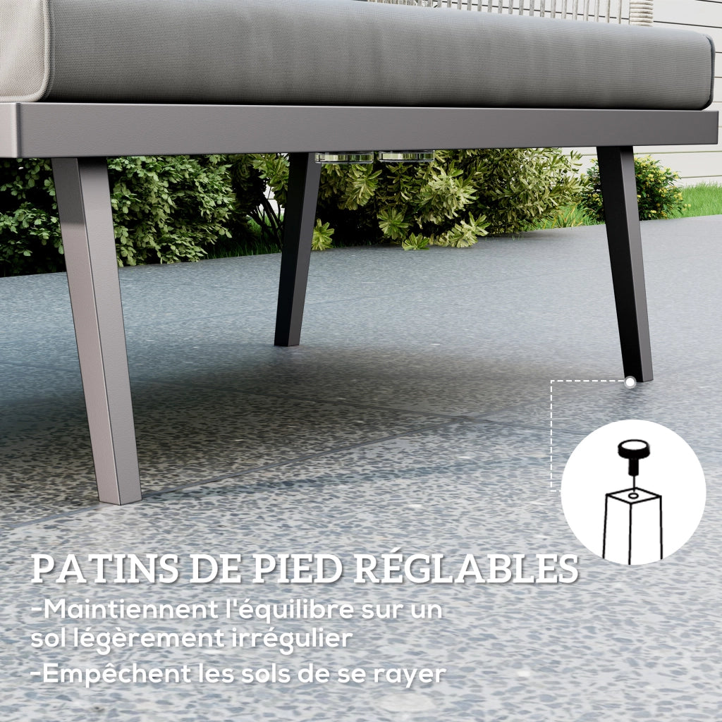 Divano da giardino 2 posti con cuscini in polyrattan ¨C zephmum ¨C grigio scuro 110x70x72 cm