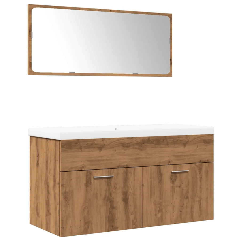 Set Mobili da Bagno | Armadio da bagno 3 pz Rovere Artigianale Legno Multistrato