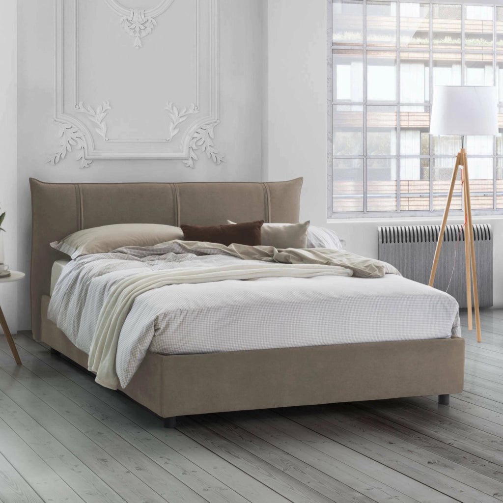 Letto Matrimoniale Geras, Letto Matrimoniale Materasso Incluso Made in Italy, Grigio Tortora\