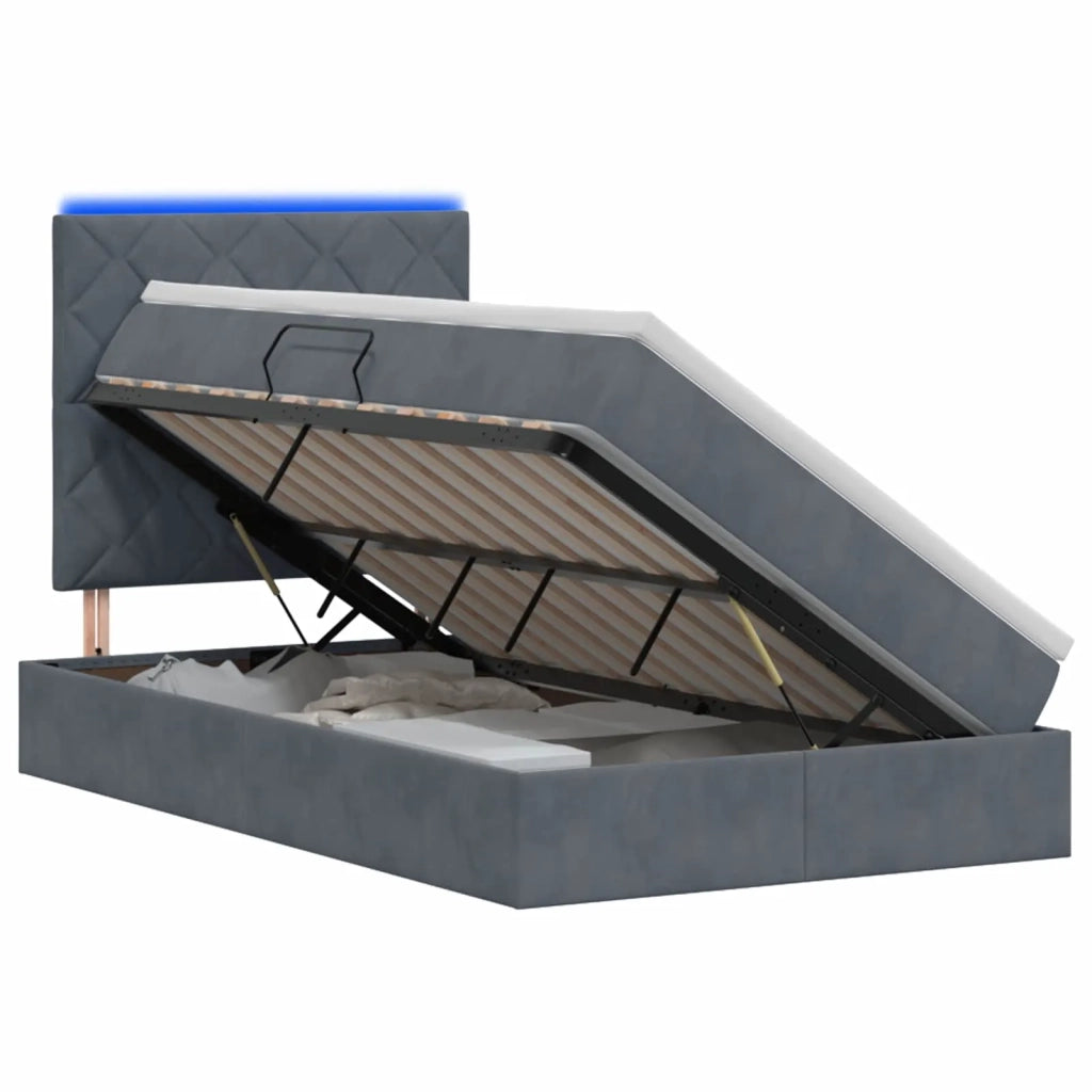 Letto con contenitore LED e materasso Grigio Scuro 120 x 200 cm 3460183