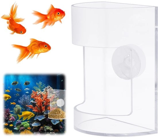 Fustino per acquario con aspirazione - Apparecchio per alimentazione automatica per acquario - Translucido - Plastica - Lunga durata - Esperienza di utilizzo confortevole - Alimentatore per acquario
