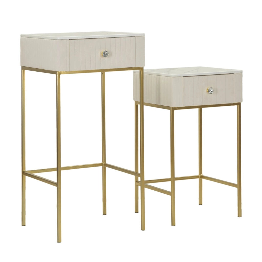 Set di Tavolini VKH771, Beige, Legno, 45x45x90 cm