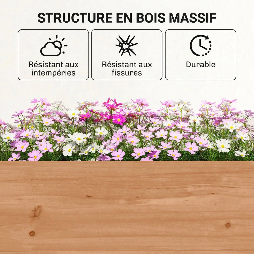 Jardiniere in Legno 4 Livelli con Fori di Drenaggio e Telo ¨C zephmum ¨C 85x45x140cm Marrone