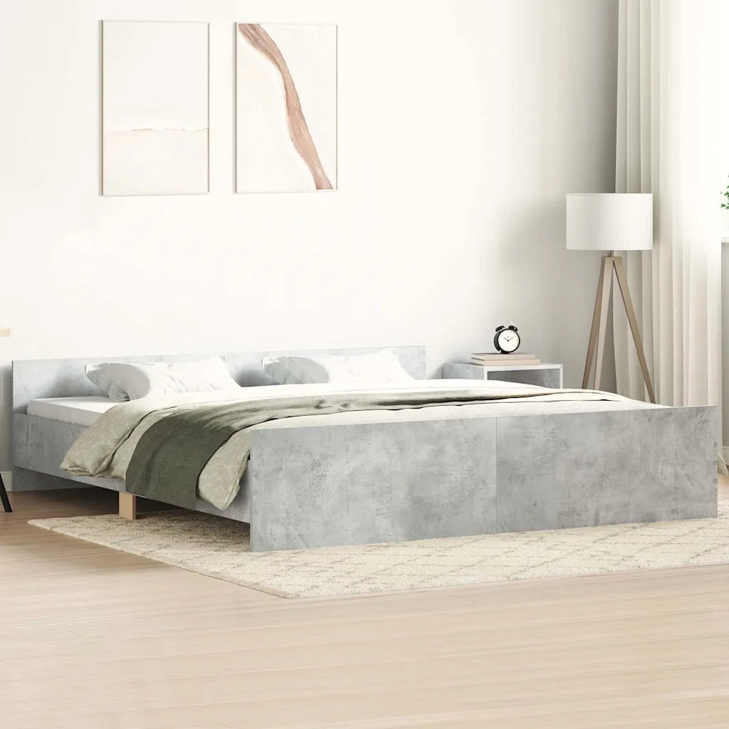 Giroletto con Testiera e Pediera-Struttura Letto Grigio Cemento 180x200 cm