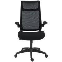 Sedia da Ufficio Ergonomica e Girevole in Rete con Supporto Lombare, Braccioli Ribaltabili, Poggiatesta e Basculante Nero