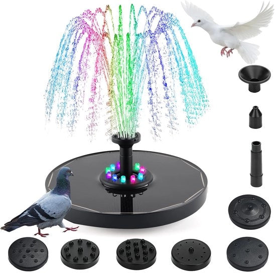 Zonnefontein per immersione con 8 sbriciolatori, 16 cm zonnefontein per esterno, zonnefontein per esterno per laghetto, piscina, terrazza, giardino (B)