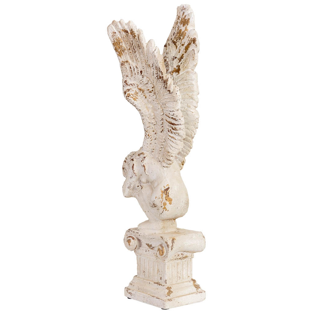 Figura decorativa angelo in magnesio bianco 32x30x95,5h cm