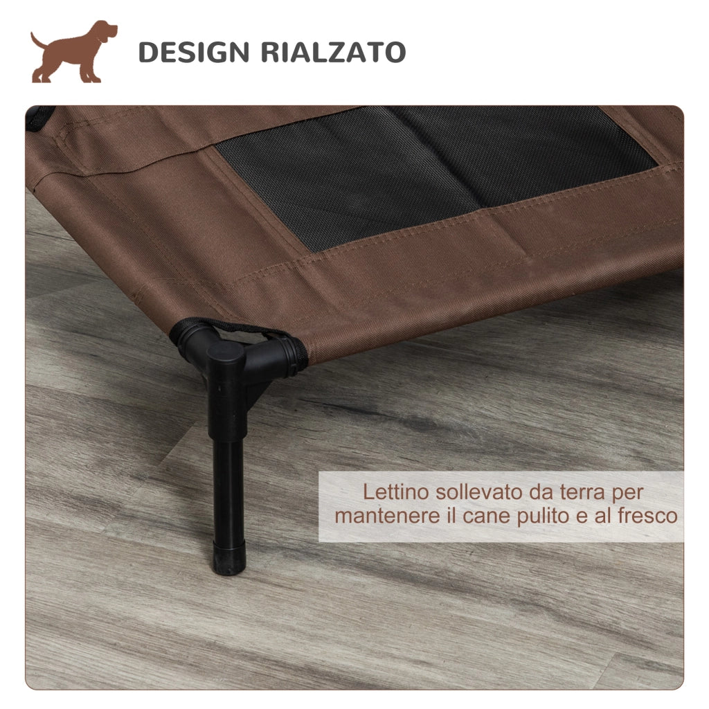 Lettino per Cani Rialzato ¨C Zephmum ¨C Acciaio e Tessuto, 61x46x18 cm, Nero e Caff¨¨