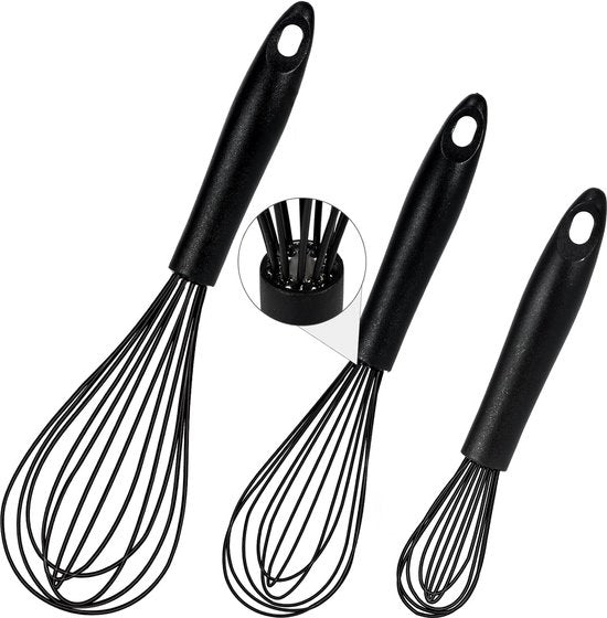 Set di spazzole per neve, 3 pezzi, garde in silicone, manico in acciaio inossidabile, garde in silicone per mescolare, battere, spalare e mescolare (22,5 cm, 25,5 cm, 30,5 cm)