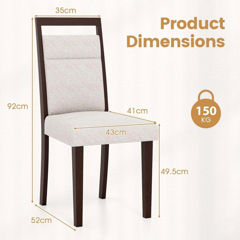 Set di 2 Sedie da Pranzo, Sedie da Cucina Imbottite con Schienali Inclinati, Sedute Imbottite, Gambe in Legno di Caucciù, Maniglia Comoda, Mobili Moderni per Ristoranti e Soggiorni (Beige)