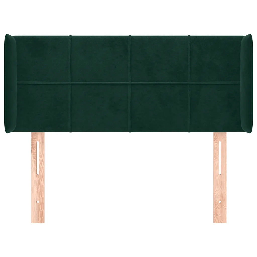 Testiera ad Orecchio-Testata con Orecchie Verde Scuro 83x16x78/88 cm in Velluto 112968