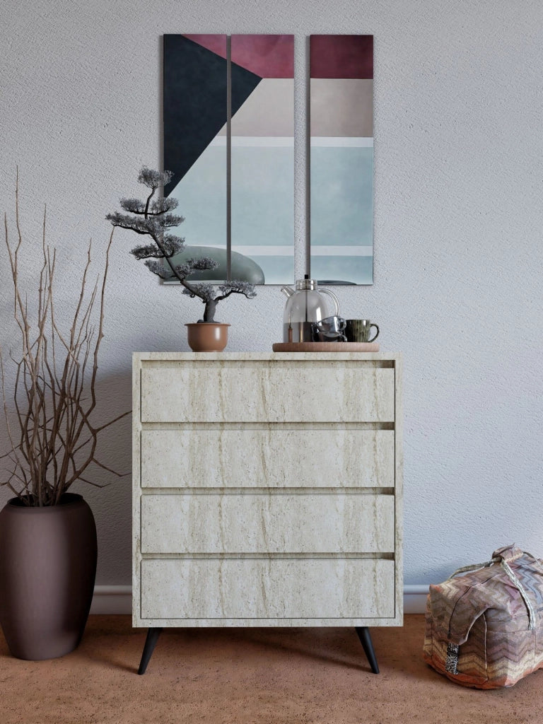 Cassettiera in legno "Suvera" - 70 x 40 x 86 cm - Travertino