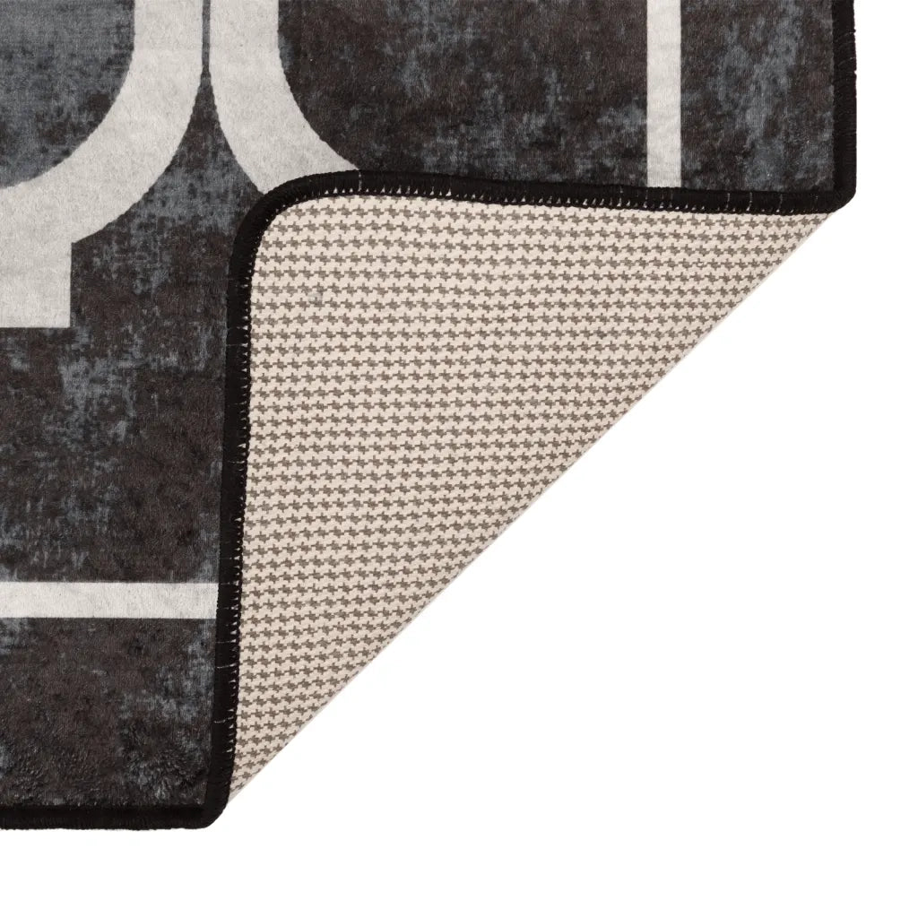 Tappeto Lavabile Nero e Bianco 80x150 cm 136603