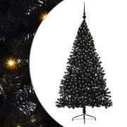 Albero di Natale Artificiale-Albero Natalizio con luci integrate Nero 180 cm PVC 370724
