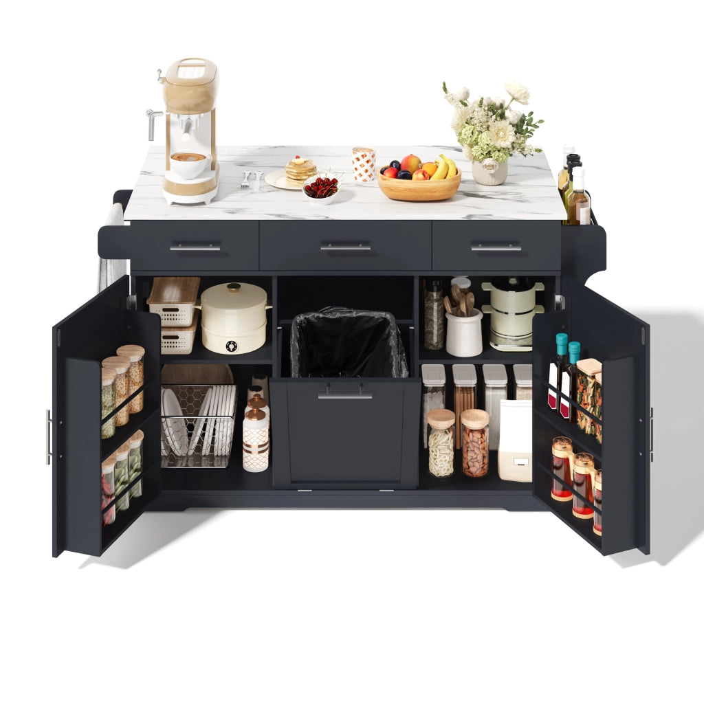 Isola cucina mobile con piano ribaltabile 136x50(75)x92 cm; grigio in MDF