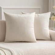 Set di 2 coprisacco di flanella per cuscino decorativo per divano cuscino lombare coprisacco con chiusura a zip nascosta per divano camera da letto 16x16 pollici 40x40 cm crema bianco