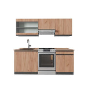 Cucina componibile R-Line Rovere dorato/Antracite 200 cm J-Shape, PL Rovere Vicco