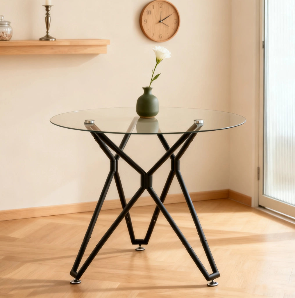 Tavolo da pranzo rotondo in vetro nero Ø 90 cm