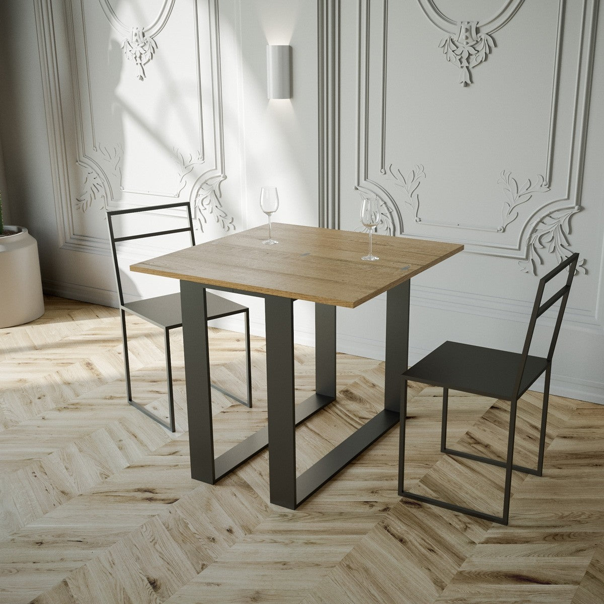 Consolle Allungabile 90-x45-90x80 cm in Nobilitato Marrone