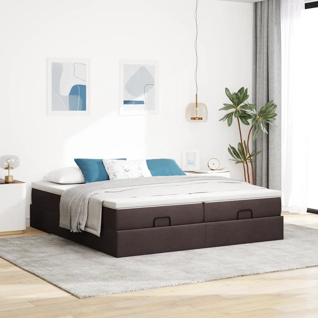 Struttura Letto Pouf con Materassi 200x200 cm in Tessuto 3311251