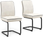 Sedia a sbalzo Eleganza, Beige, Set di 2, con struttura in metallo e piedini antiscivolo salva-pavimento