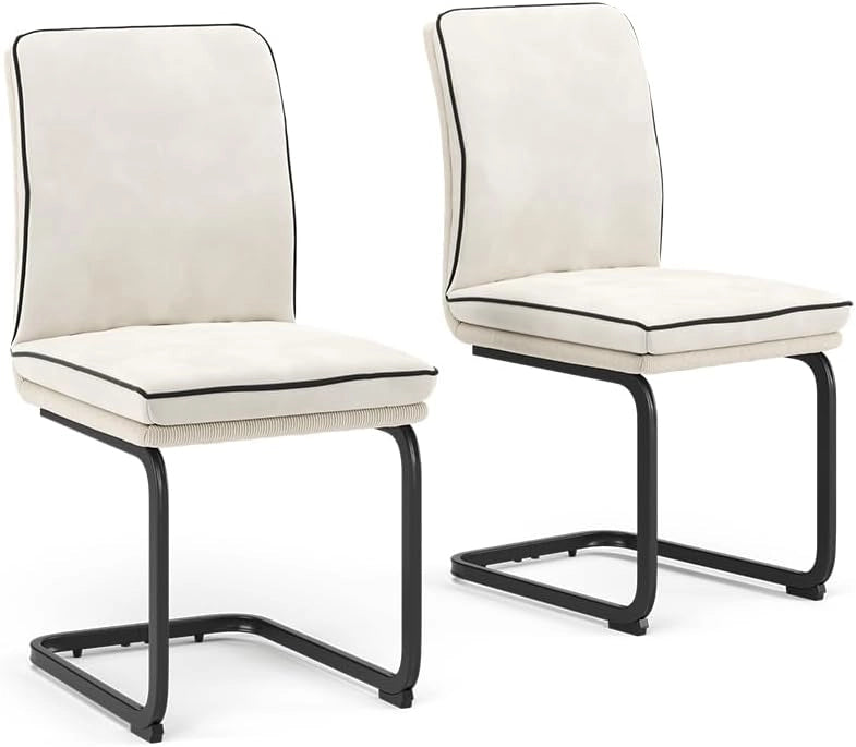 Sedia a sbalzo Eleganza, Beige, Set di 2, con struttura in metallo e piedini antiscivolo salva-pavimento