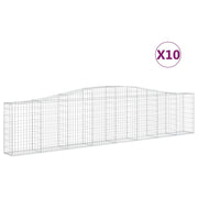 Cestini gabbioni recinzione a gabbia muro di contenimento ad arco 10 pezzi 400 x 30 x 80/100 cm ferro zincato argento 02_0040285