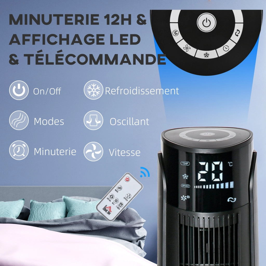 Ventilatore colonna ¨C Zephmum ¨C Nero, telecomando, 4 modalit¨¤, 3 velocit¨¤, oscillante