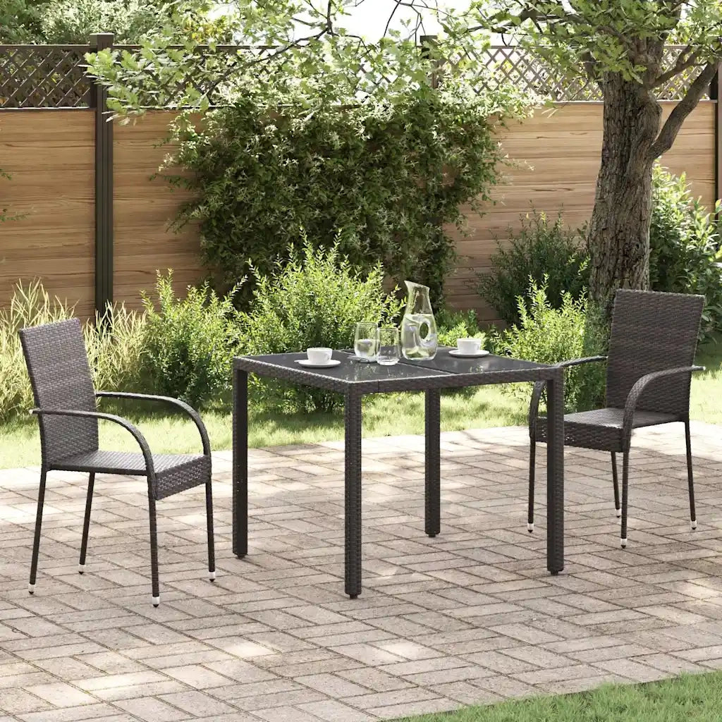 Sedie da giardino Impilabili 2 pz | Sedie da Esterno in Polyrattan Marrone