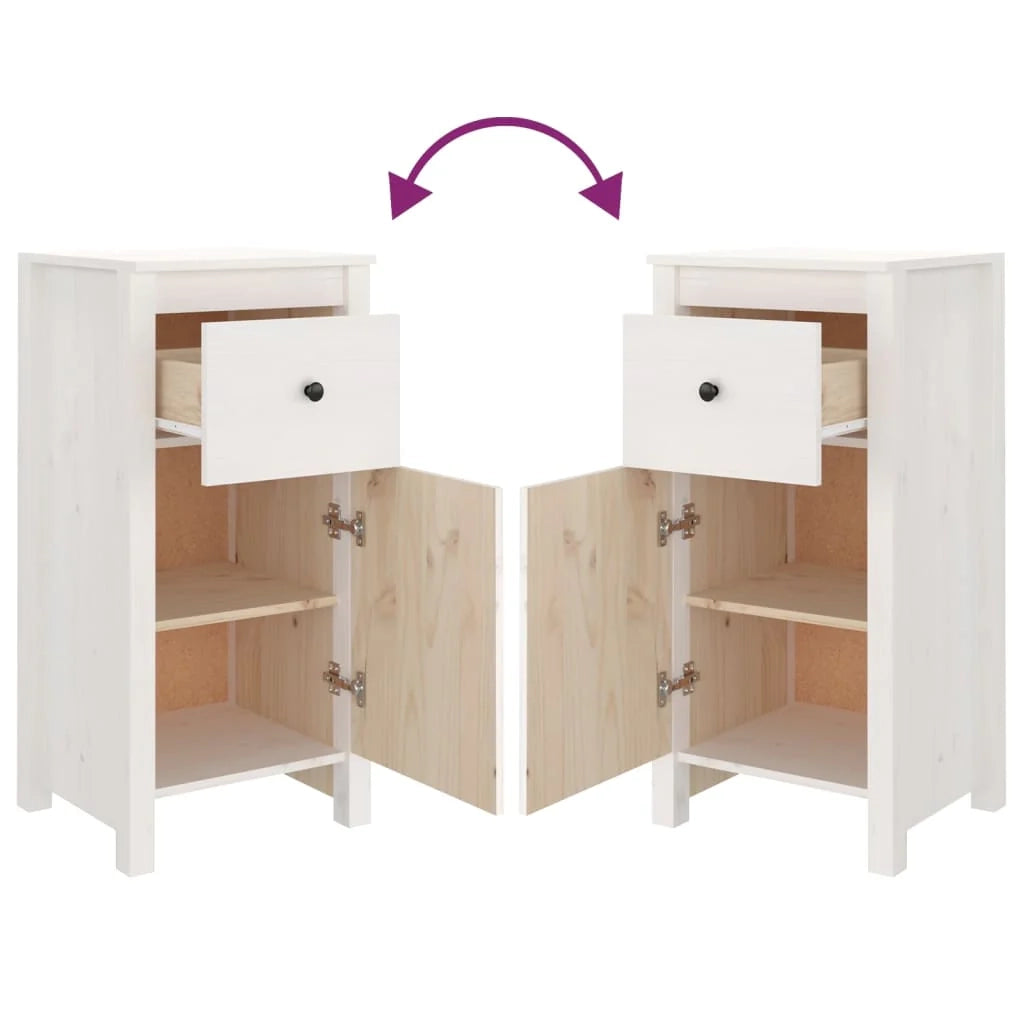 Buffet credenza cassettiera armadio mobile contenitore organizer per cucina soggiorno salotti set da 2 40 x 35 x 80 cm legno massello di pino bianco 02_0036666