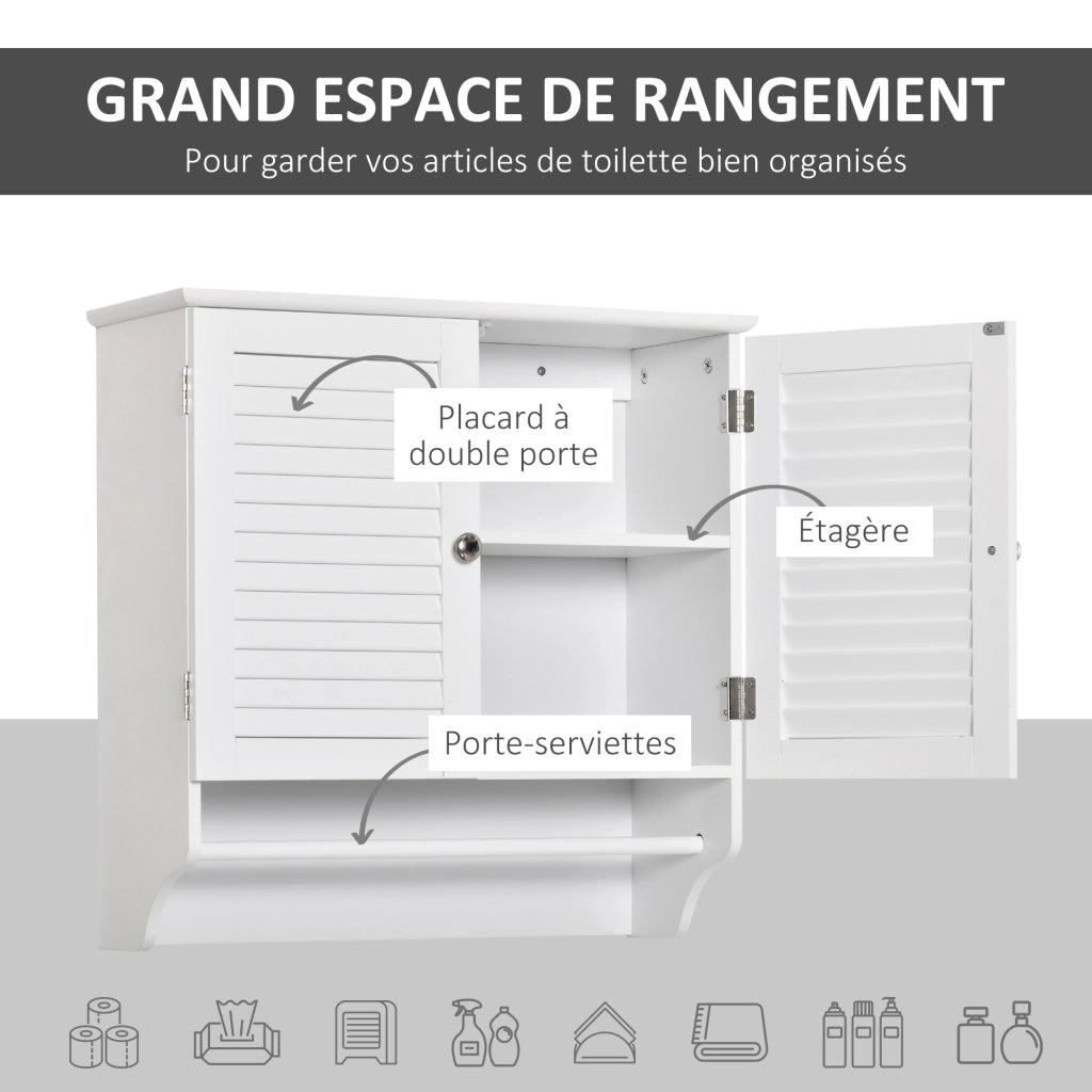 Armadio Bagno 2 Ante ¨C Zephmum ¨C Legno Bianco 60x30x