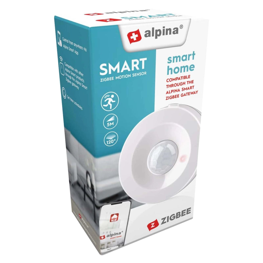Sensore di movimento PIR Rilevamento 5m Zigbee Bianco Alpina